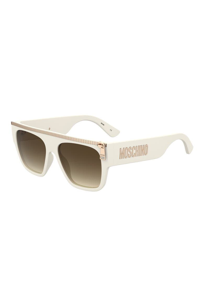 56mm Gradient Square Flat Top Sunglasses, Alternate, color, IVORY