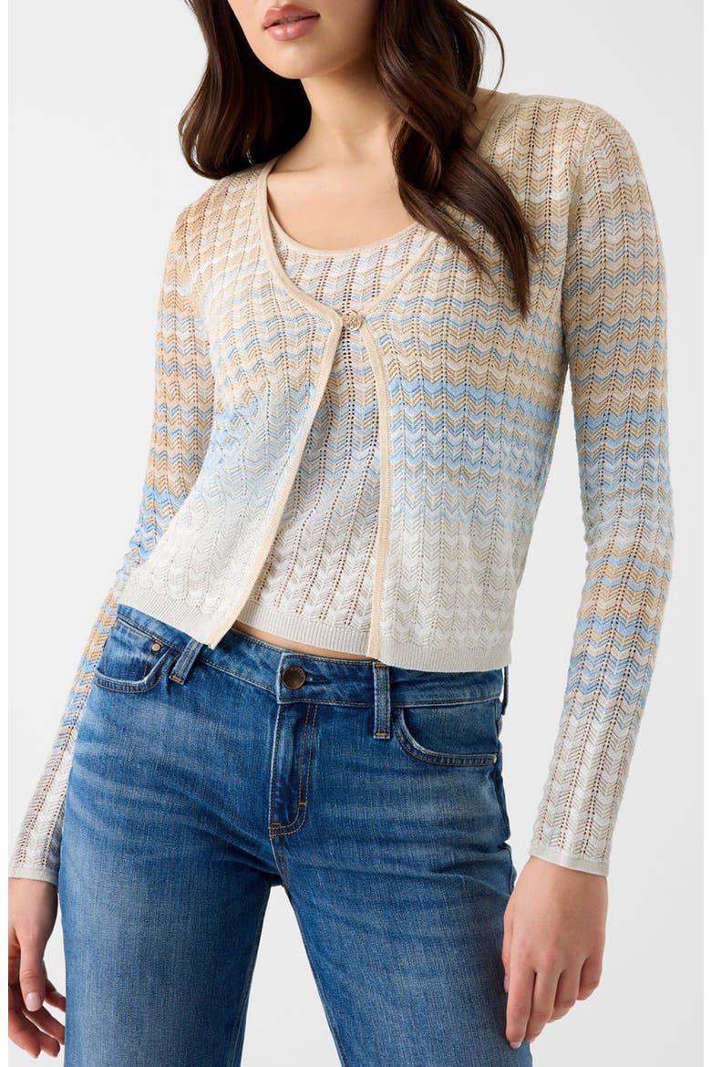 Rosalyn Metallic Pointelle Cardigan, Main, color, BEIGE