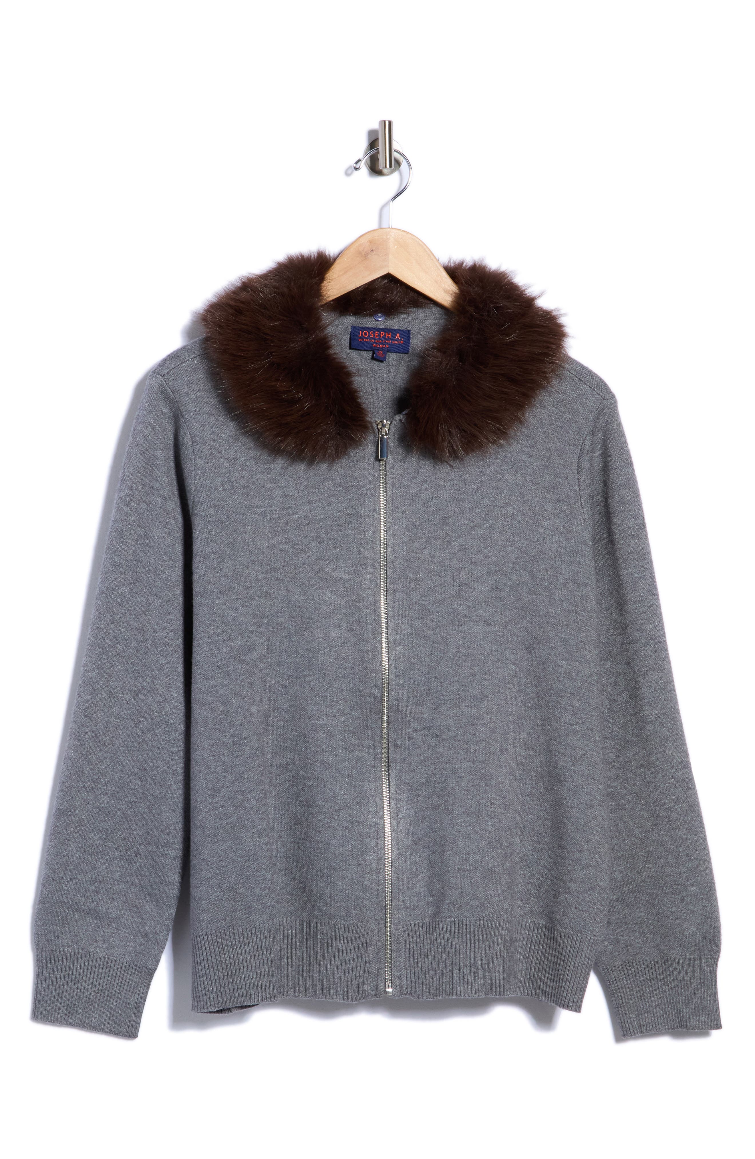 Detachable Faux Fur Collar Cardigan