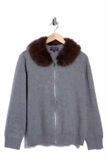 Detachable Faux Fur Collar Cardigan