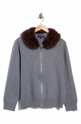 Detachable Faux Fur Collar Cardigan