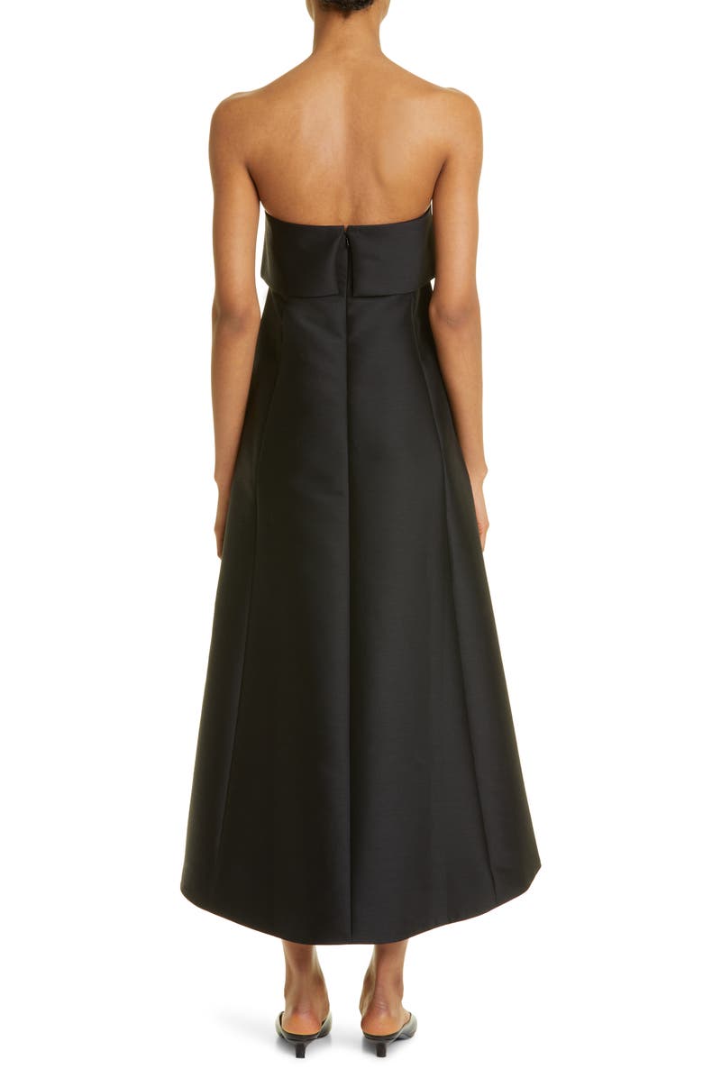 TOTEME Foldover Strapless A-Line Midi Dress, Alternate, color, 