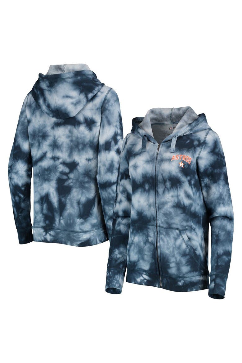 Women's New Era Navy Houston Astros Tie-Dye Full-Zip Hoodie, Main, color, Navy