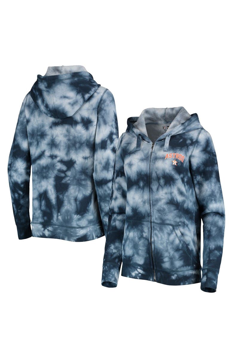 New Era Women's New Era Navy Houston Astros Tie-Dye Full-Zip Hoodie, Main, color, Navy