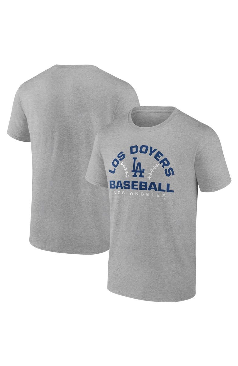 FANATICS Men's Fanatics Branded Heathered Gray Los Angeles Dodgers Iconic Go for Two T-Shirt, Alternate, color, Gray