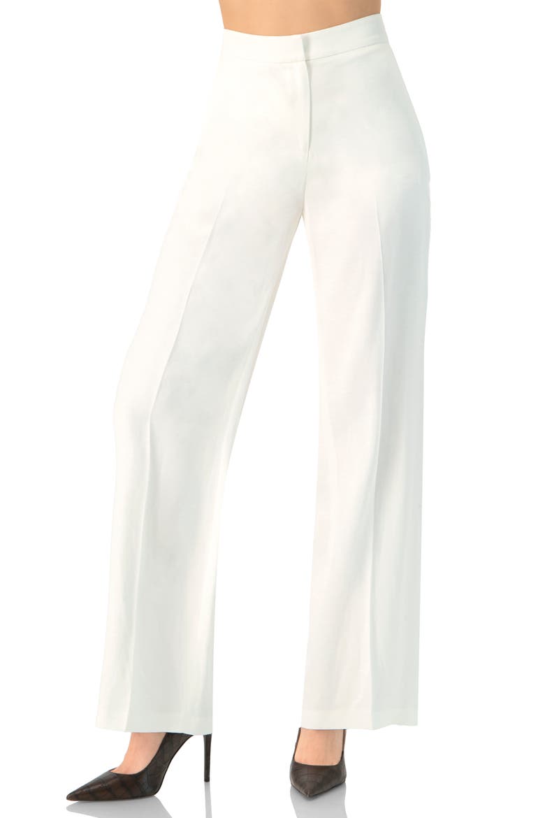 Wide-Leg Straight Cotton Pants, Main, color, White