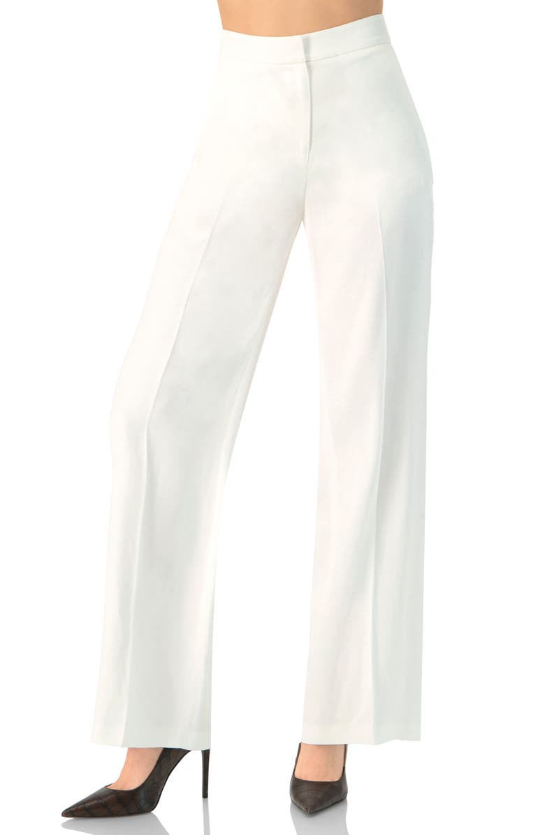 IVONNE Wide-Leg Straight Cotton Pants, Main, color, White