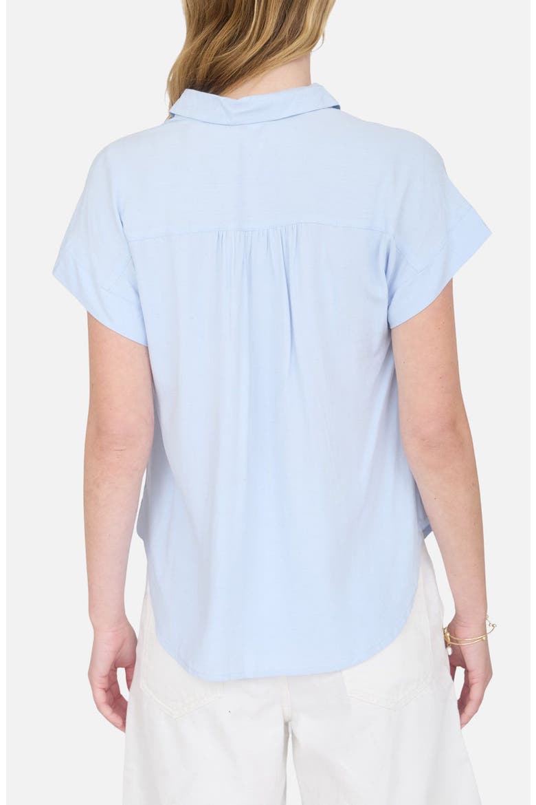 Solid Short Sleeve Button-Up Shirt, Alternate, color, LIGHT BLUE
