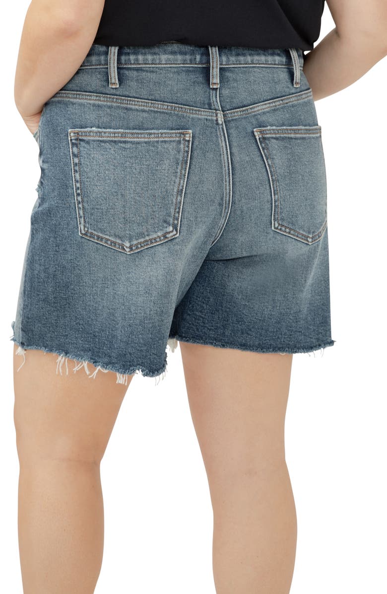 Silver Jeans Co. Highly Desirable High Waist Raw Hem Denim Shorts, Alternate, color, Indigo