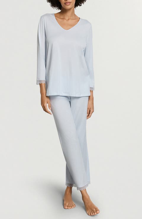 Inaya Tulle Trim Cotton Pajamas