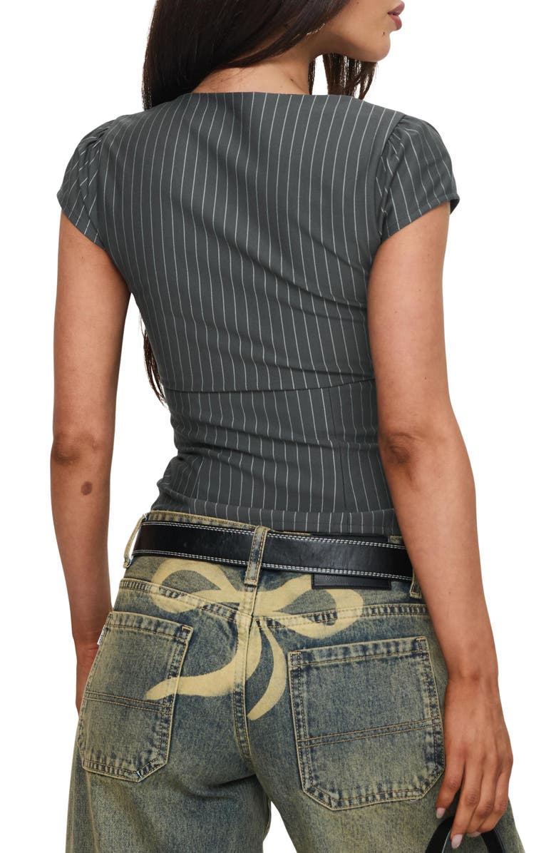 Princess Polly Santa Cruz Pinstripe Fitted Top, Alternate, color, Grey