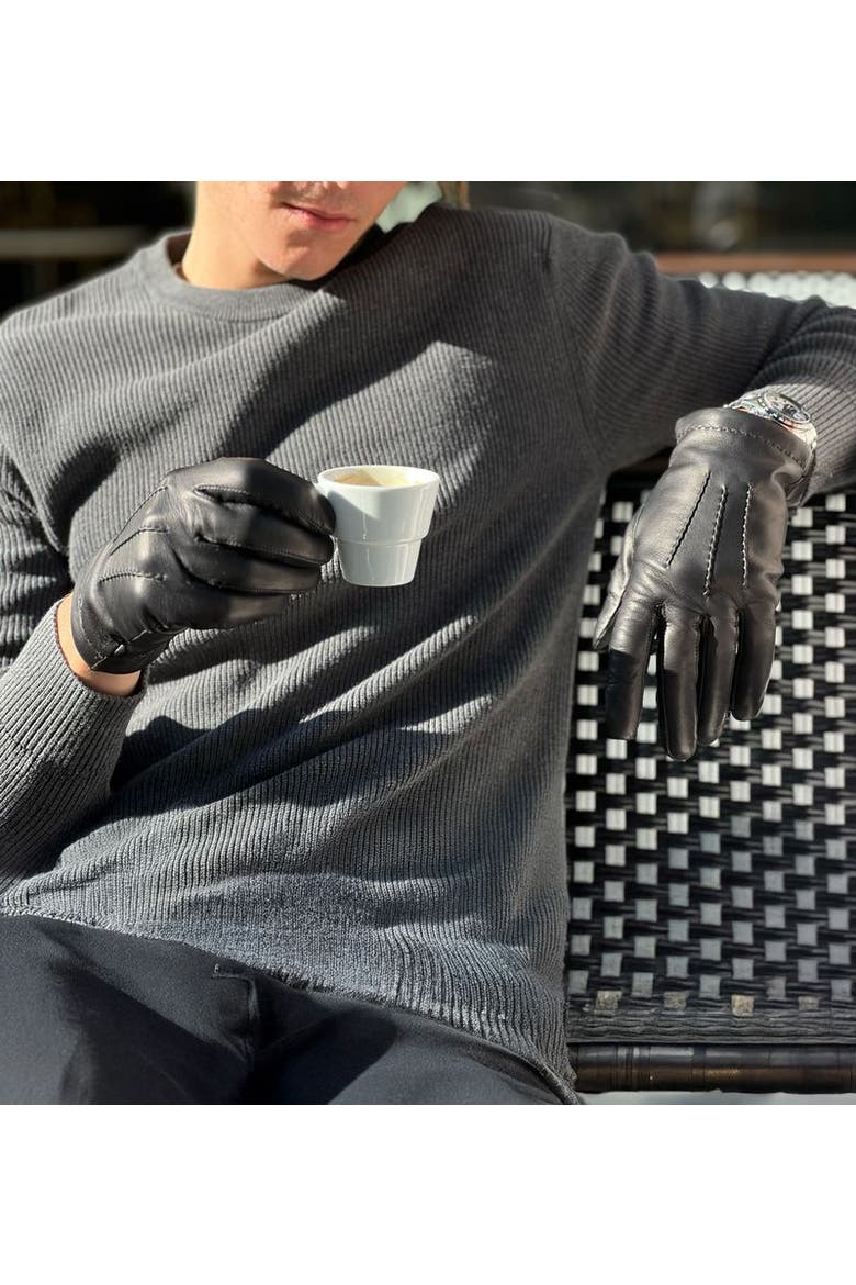 Loic Alpaca Lined Lambskin Glove, Alternate, color, TNoir