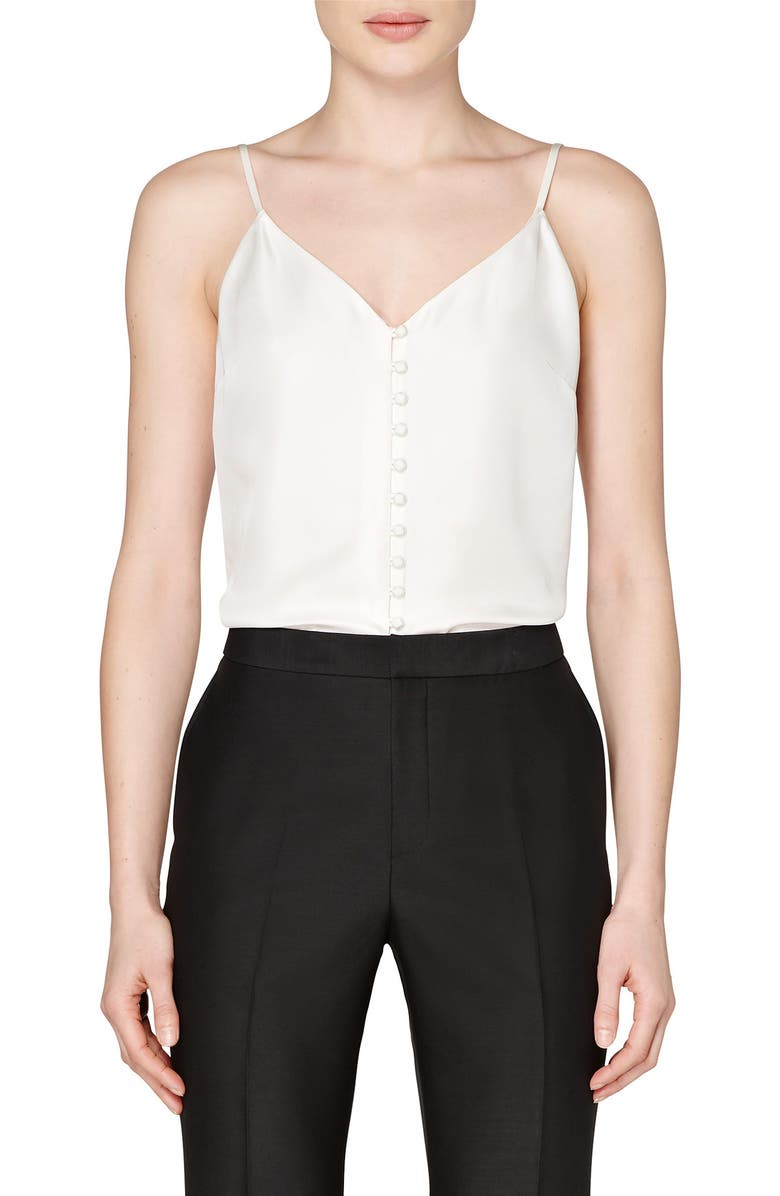 SUISTUDIO Athens Button Front Silk Camisole, Main, color, 