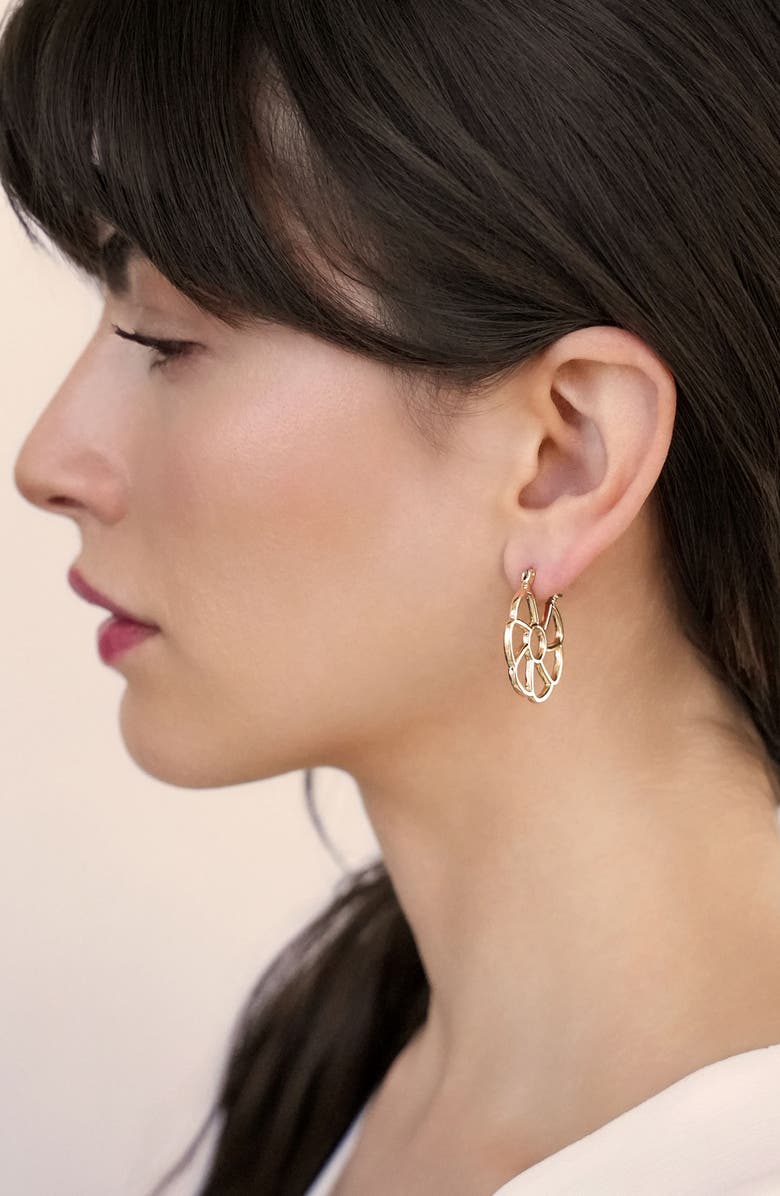 Ettika Flower Cutout Earrings, Alternate, color, Gold