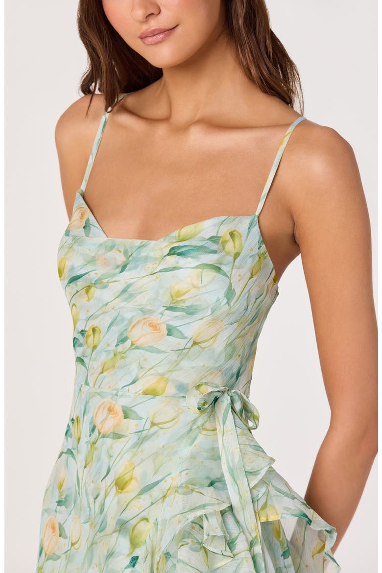 Candace Floral High Low Dress, Alternate, color, GREEN FLORAL