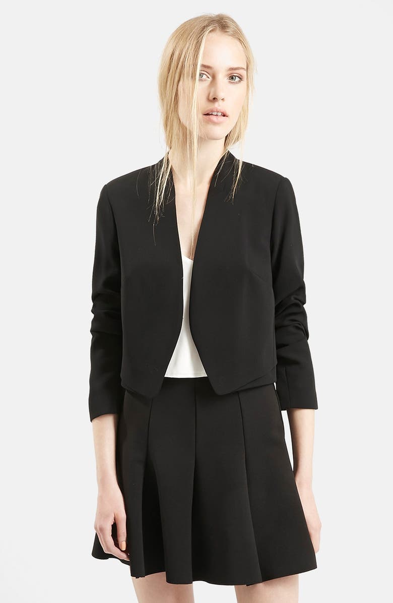 Topshop Crop Crepe Jacket, Main, color,