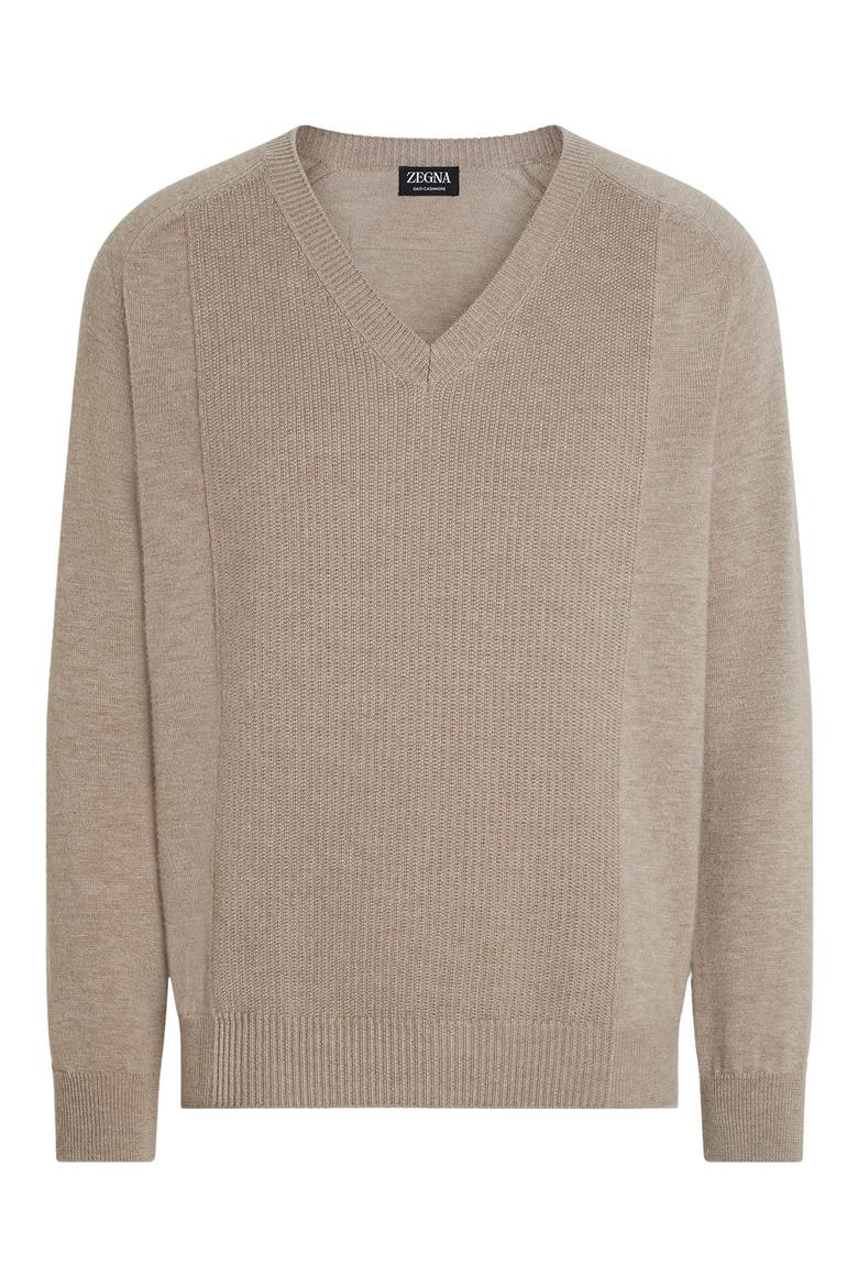 Oasi V-Neck Cashmere Sweater, Alternate, color, LIGHT TAUPE
