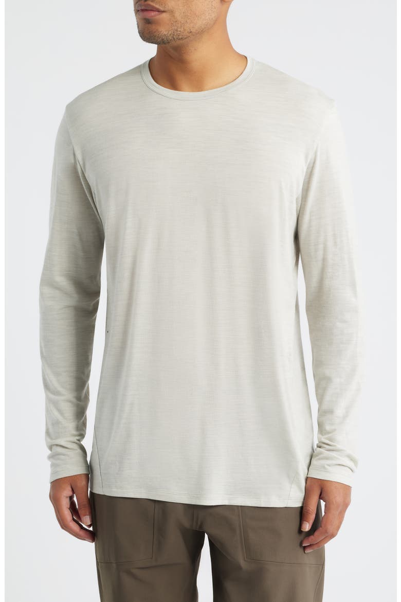Frame Long Sleeve Wool Blend T-Shirt, Main, color, DARK COCOON HEATHER