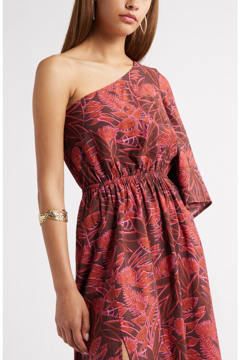 Floral One-Shoulder Maxi Dress, Alternate, color, RUST PINK AUBRI ABSTRACT