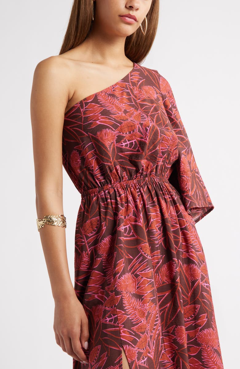 Chelsea28 Floral One-Shoulder Maxi Dress, Alternate, color, Rust Pink Aubri Abstract