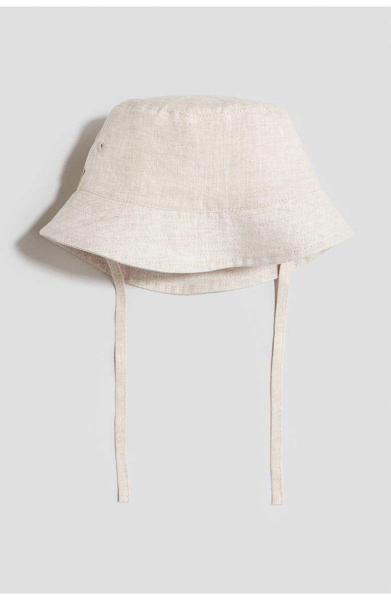 H&M Linen Bucket Hat, Main, color, Light Beige