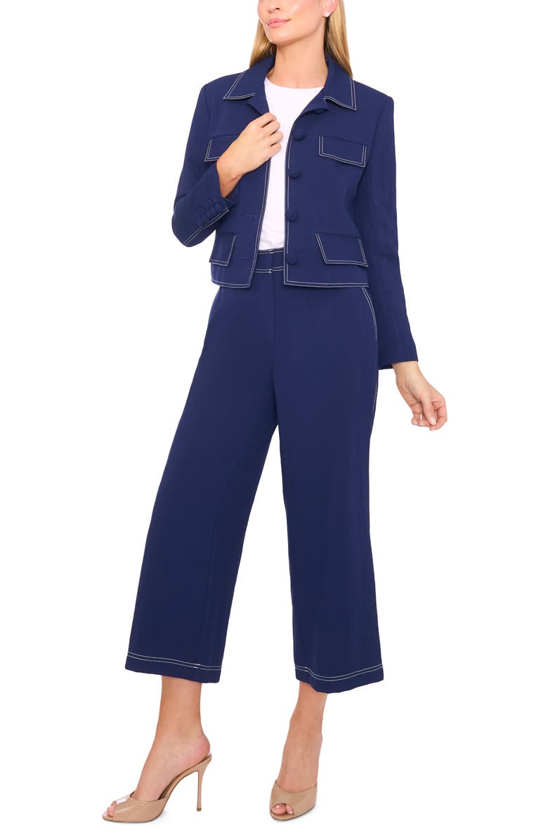 Halogen<sup>®</sup> Contrast Stitch Crop Straight Leg Pants, Alternate, color, Twilight Blue