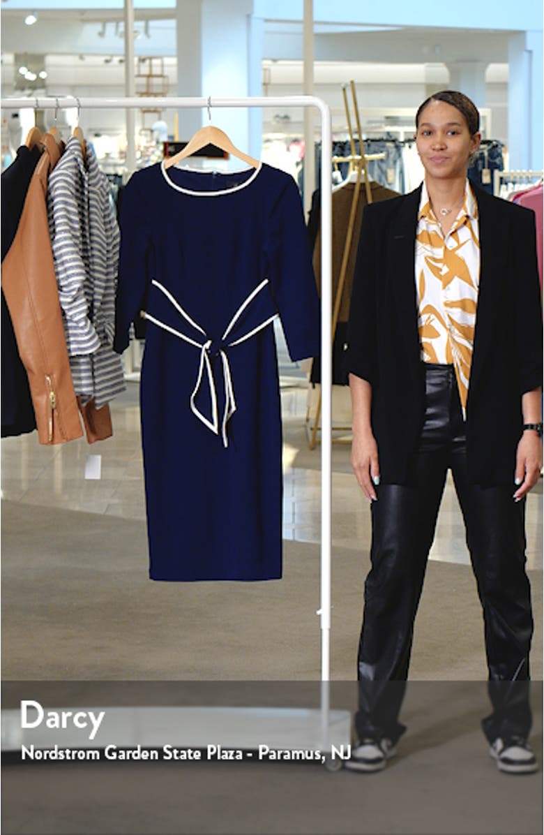 Tipped Three-Quarter Sleeve Crepe Dress, sales video thumbnail