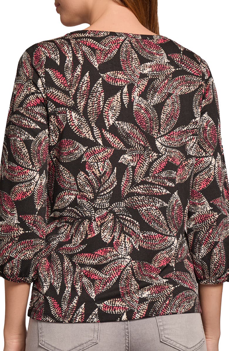 Jones New York Moss Scoop Neck Three-Quarter Sleeve Crepe Top, Alternate, color,