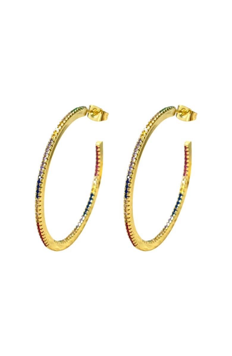 Hollywood Sensation Rainbow Hoop Earrings, Main, color, Gold