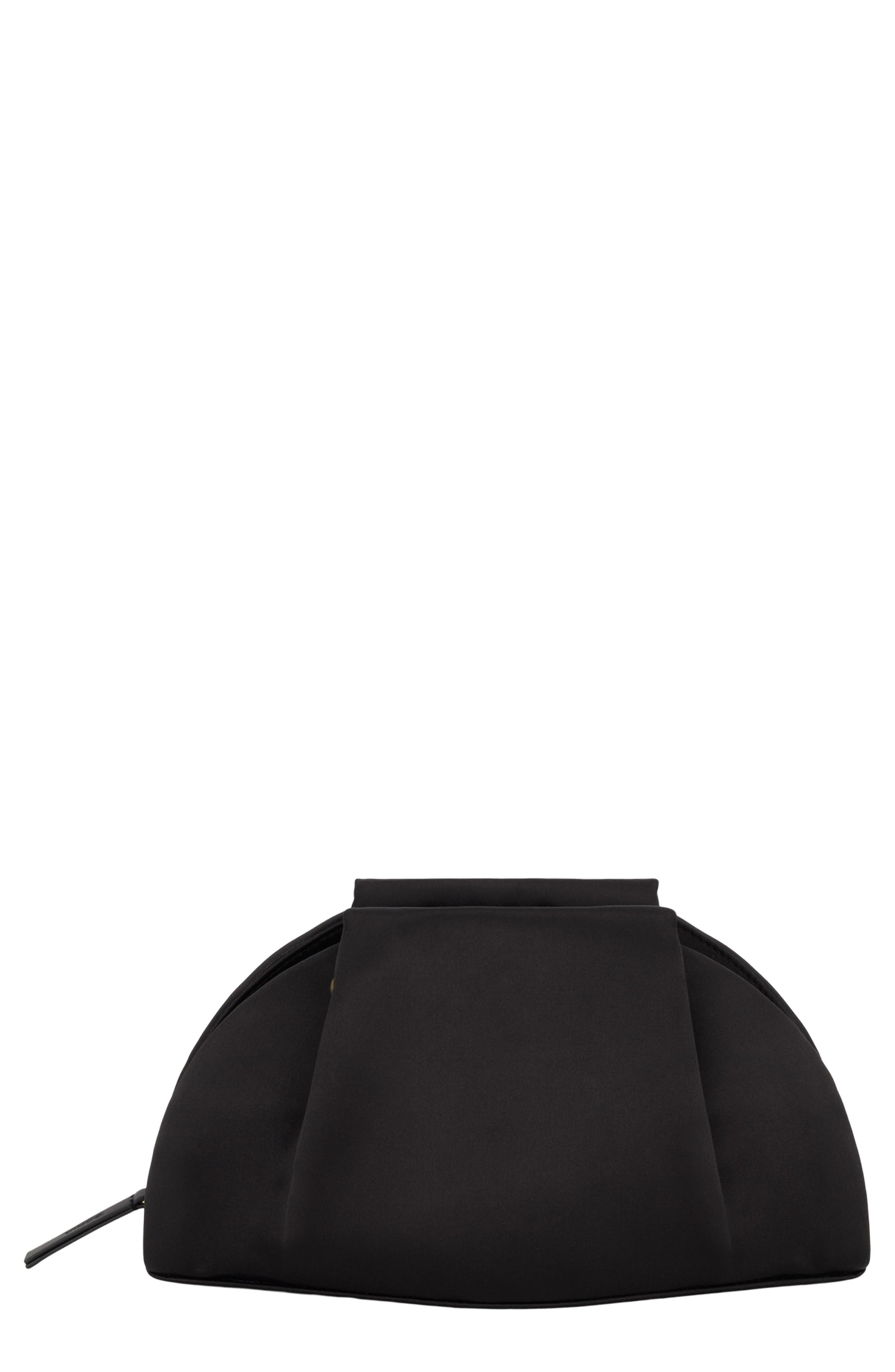 Ava Satin Clutch, Main, color, BLACK