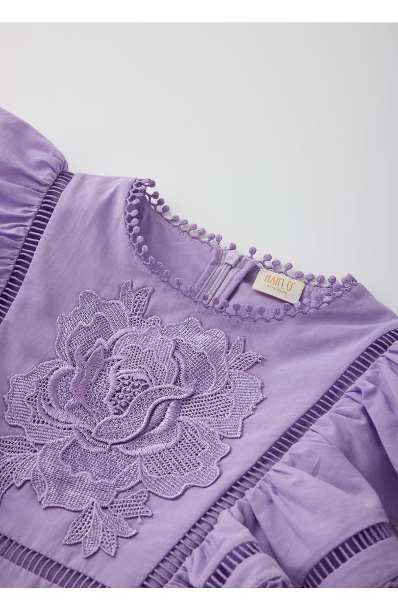 Marlo Kids Carloyn Frill Cotton Mini Dress, Alternate, color, Lavender