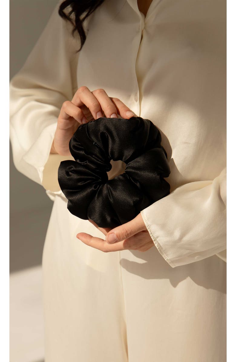 Drowsy Sleep Co. Silk Padded Scrunchie, Alternate, color, Black Jade