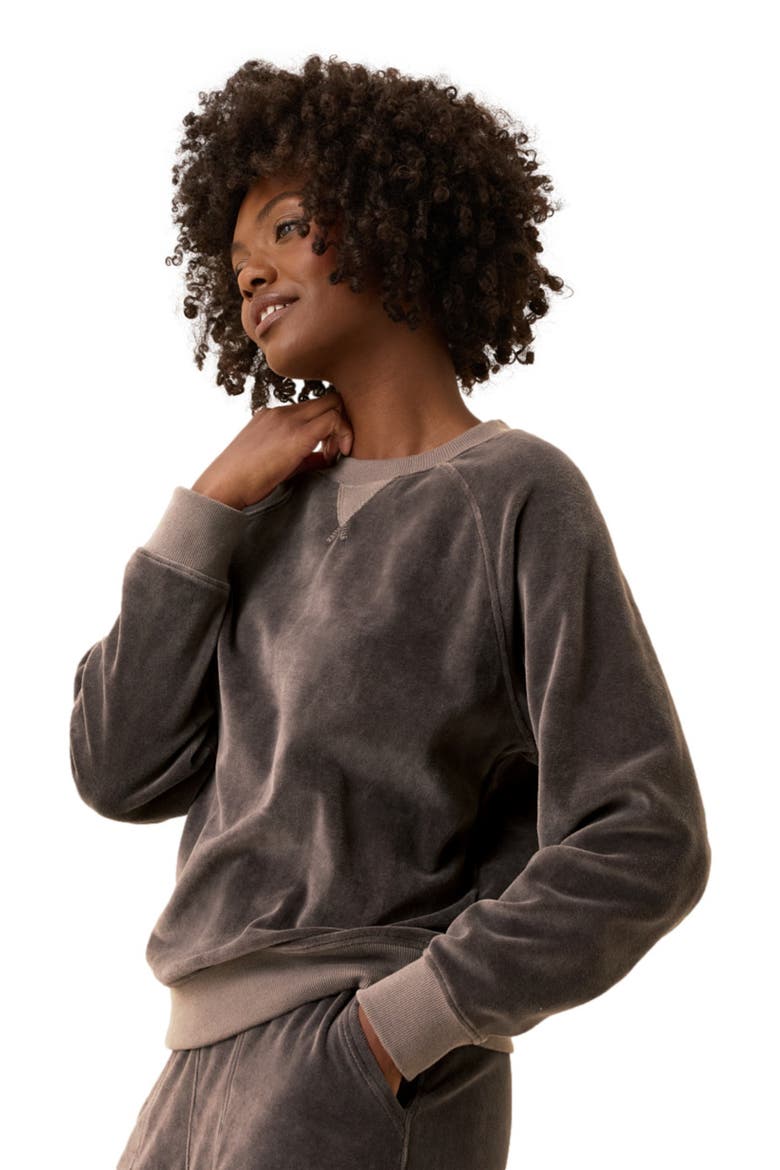 Pure Velour Crew Sweatshirt, Alternate, color, Graphite