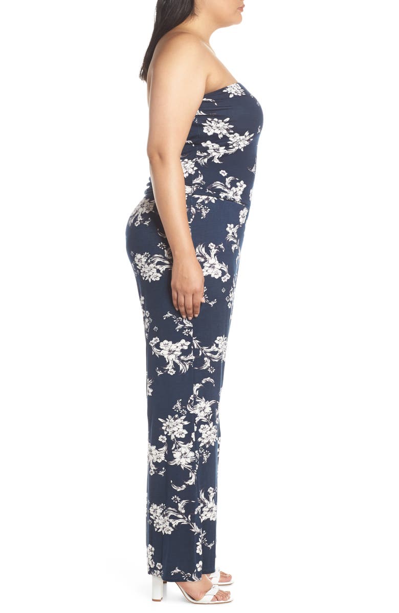 Lemon Tart Val Strapless Jumpsuit, Alternate, color, Pencil Floral