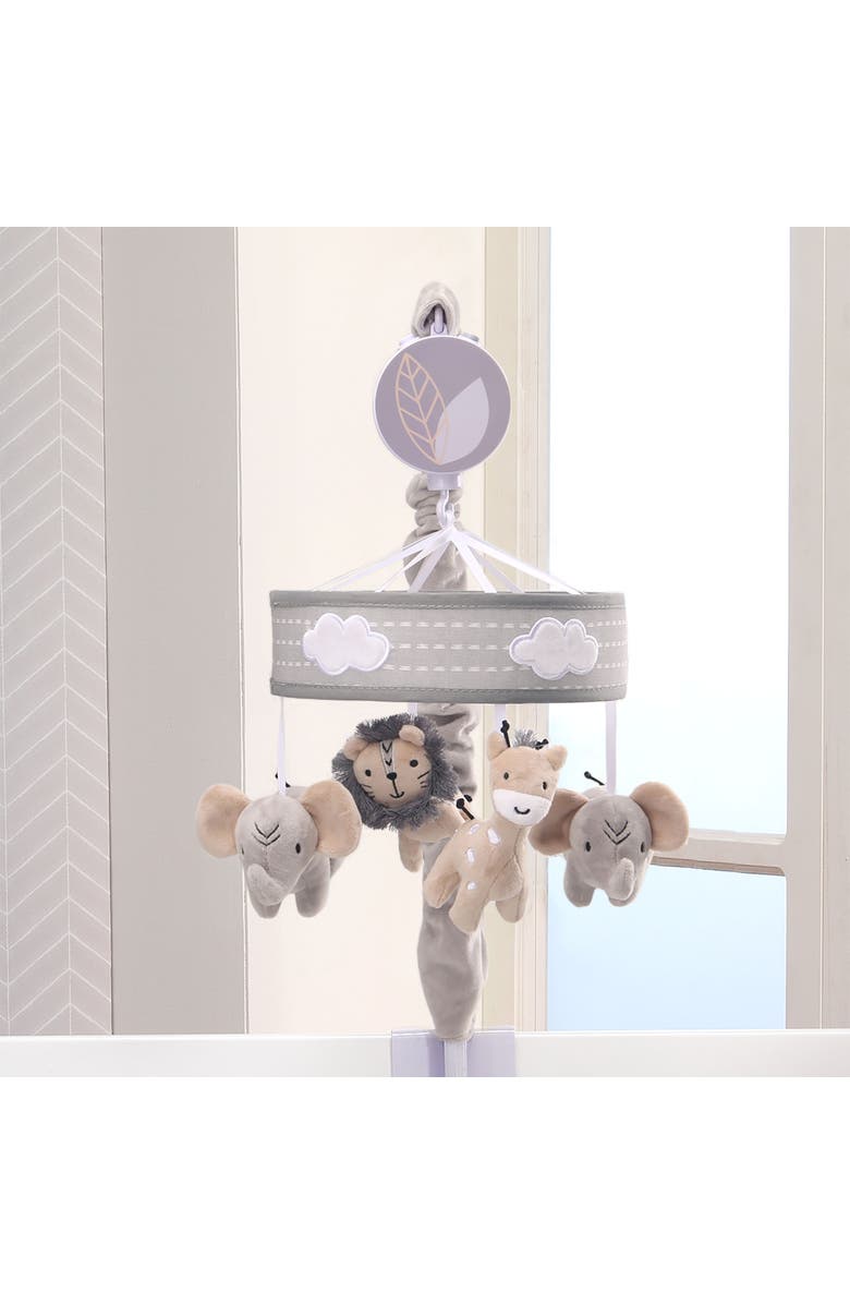 Lambs & Ivy Jungle Safari Elephant/Lion/Giraffe Musical Baby Crib Mobile Toy, Alternate, color, Gray