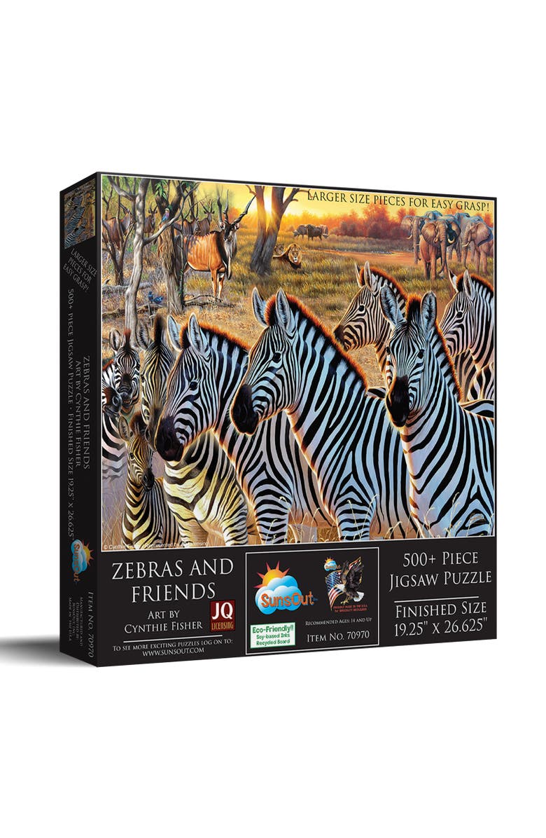 Sunsout Zebras and Friends 500 piece Jigsaw Puzzle for Adults Large Pieces, Main, color, Multicolor