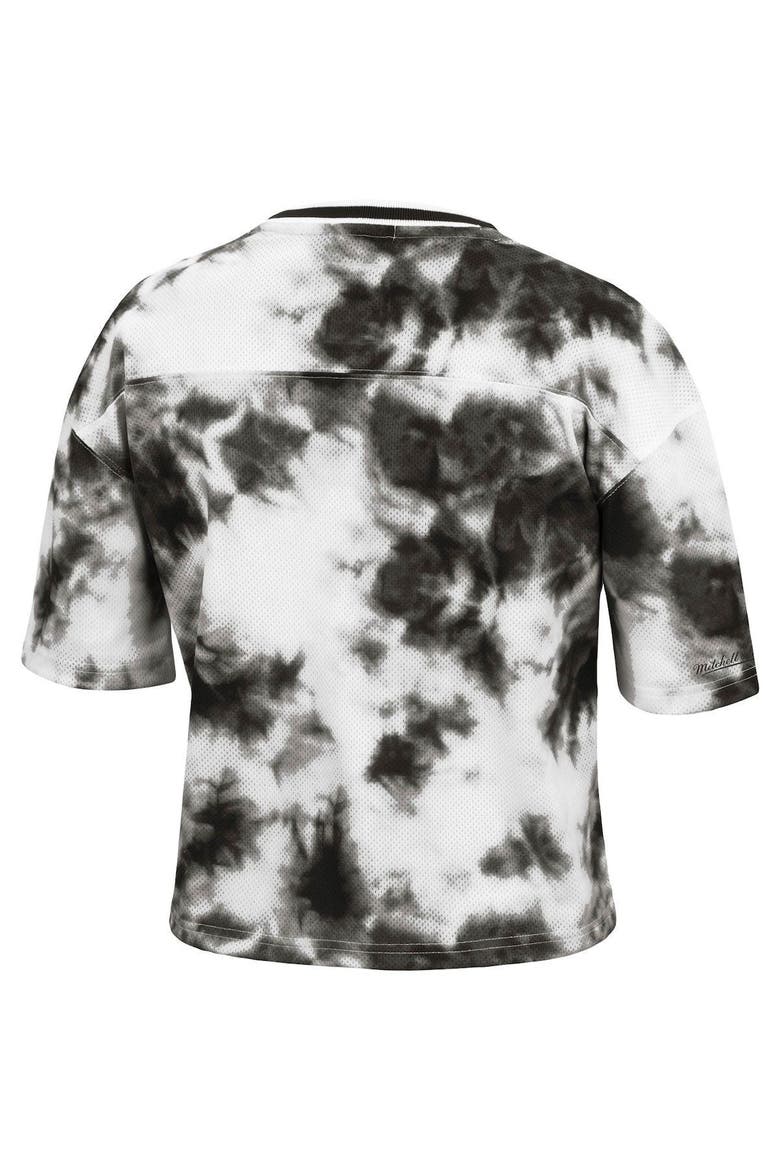 Women's Mitchell & Ness Black/White Milwaukee Bucks Hardwood Classics Tie-Dye Cropped T-Shirt, Alternate, color, BLACK