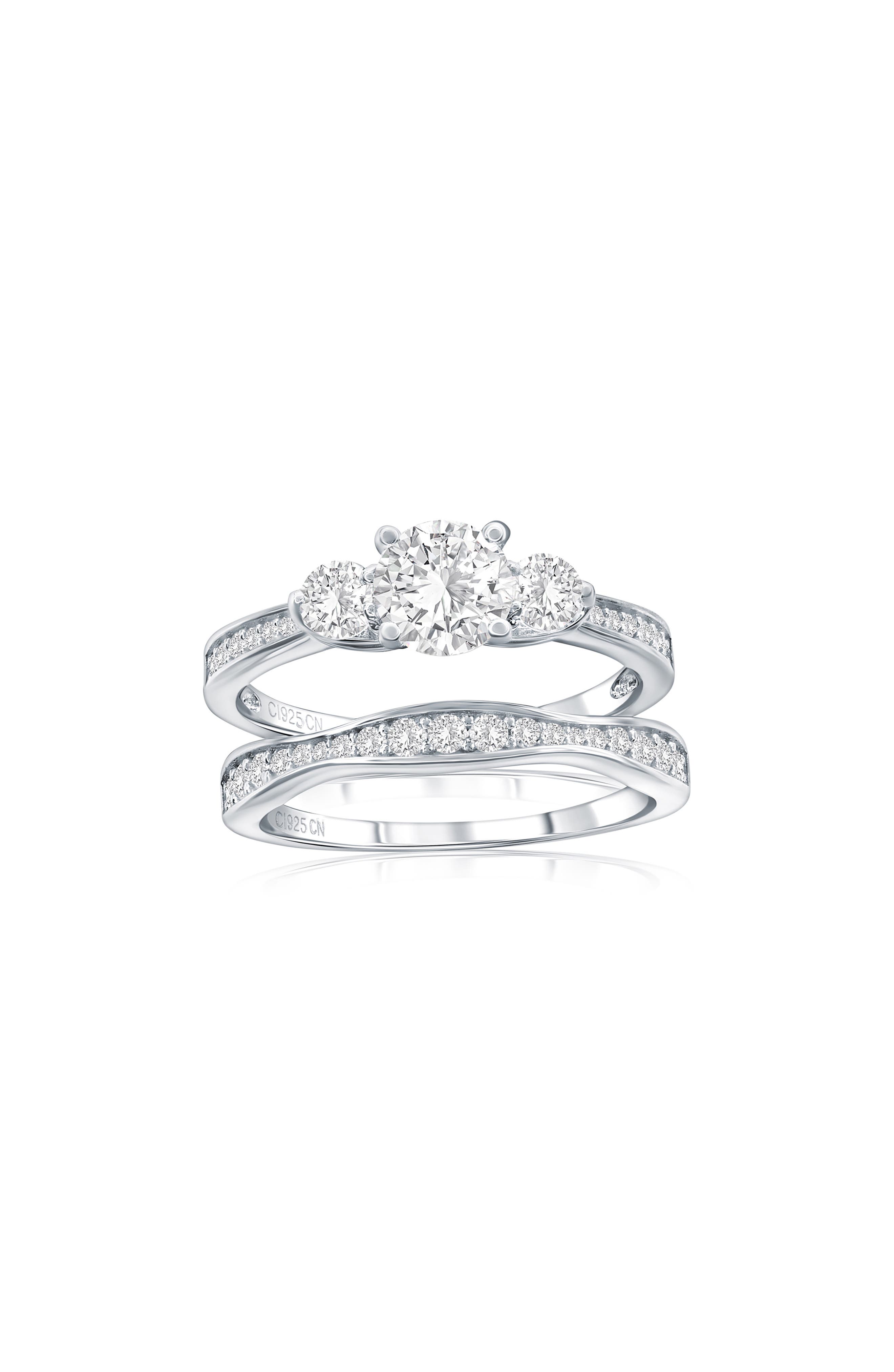 Triple Round Cubic Zirconia 2-Piece Ring Set