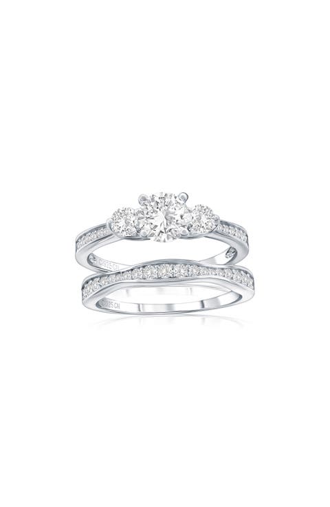 Triple Round Cubic Zirconia 2-Piece Ring Set