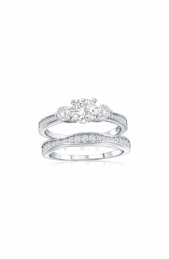 Triple Round Cubic Zirconia 2-Piece Ring Set
