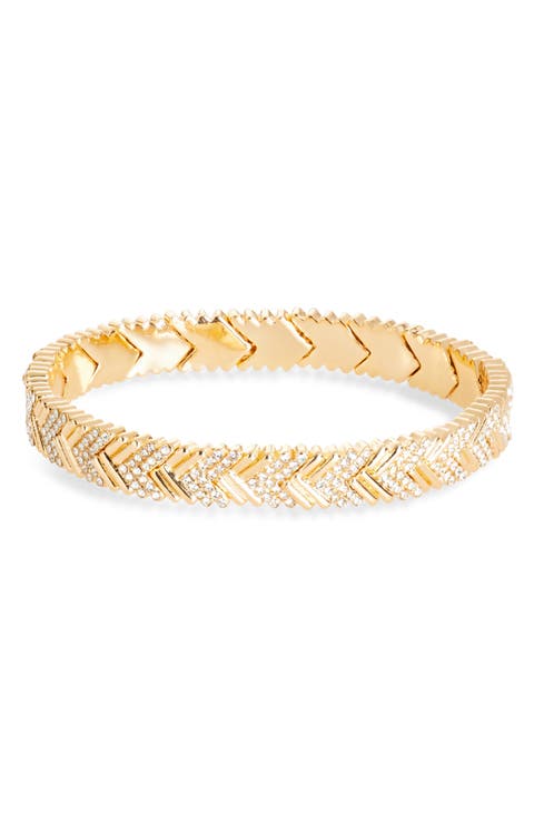 Pavé Crystal Herringbone Stretch Bracelet
