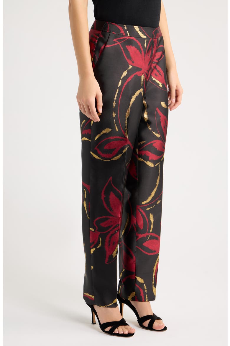 Side Zip Straight Ankle Jacquard Pants, Alternate, color, ANNE BLACK MULTI