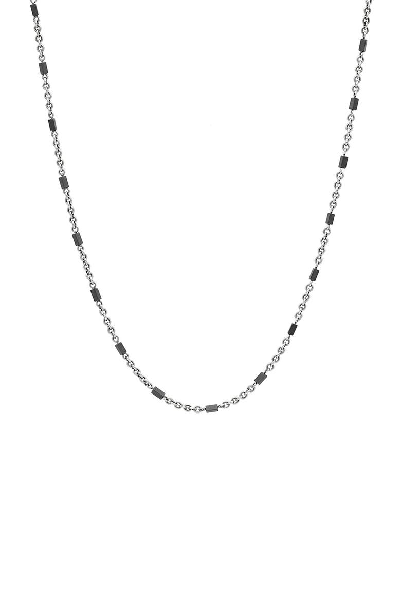 Men's Artisan Hematite Station Necklace, Main, color, SILVER