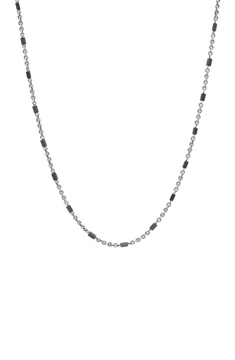 Men's Artisan Hematite Station Necklace