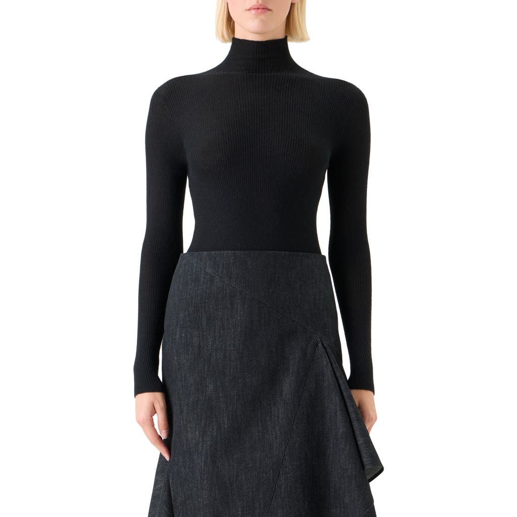 Akris Cashmere & Silk Rib Funnel Neck Sweater