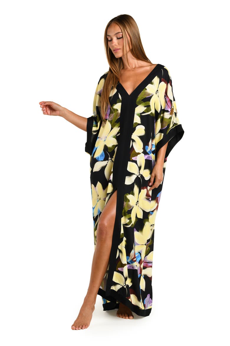 Afterglow Maxi Caftan Cover-Up, Alternate, color, BLACK MULTI