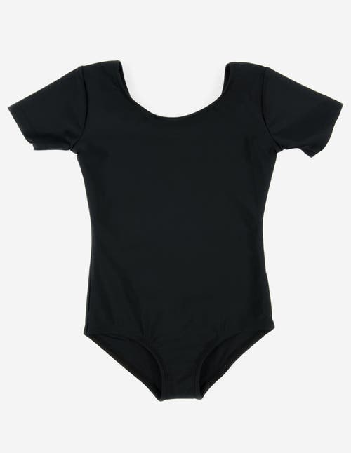 Leveret Girls Short Sleeve Leotard In Black