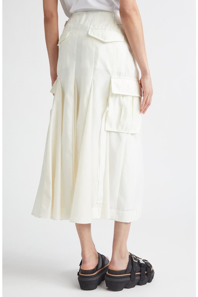 Insulated Nylon Twill & Satin Cargo Skirt, Alternate, color, OFF WHITE
