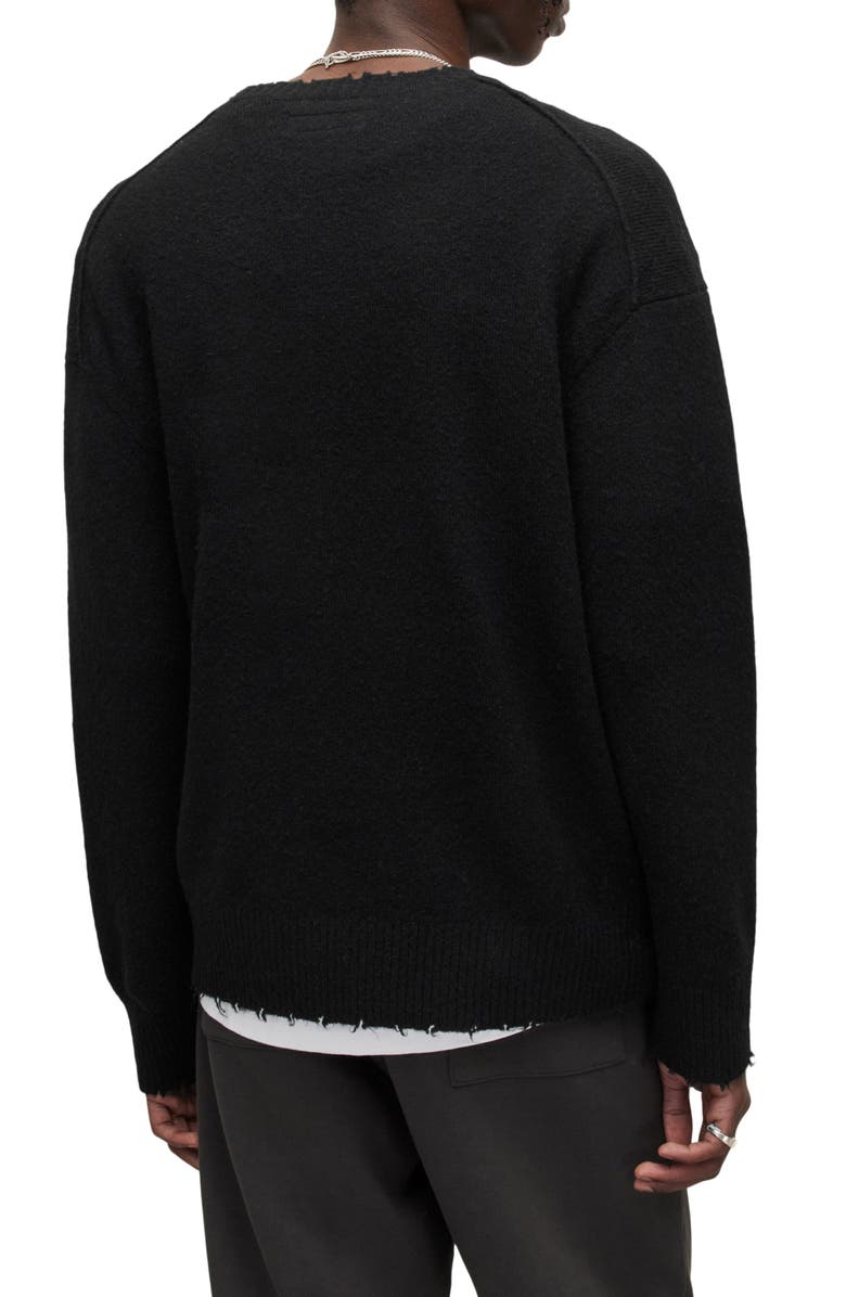 AllSaints Luka Destoyed Crewneck Sweater, Alternate, color,