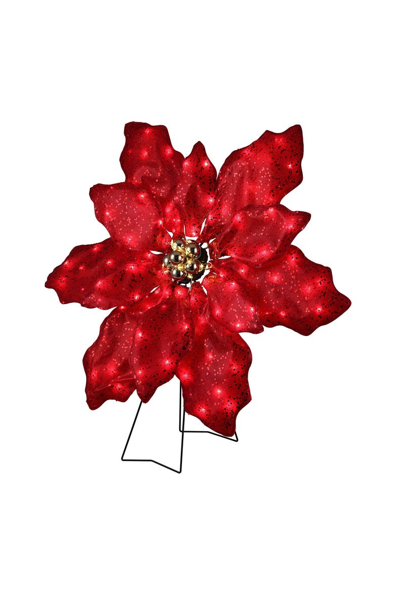 35 in. Outdoor Twinkling LED Poinsettia, Alternate, color, Multicolor